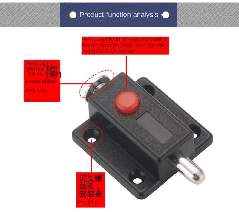 Description Picture 3 of item2PCS Plastic Spring New Automatic Rebound Latch Anti-theft Furniture Accessories Telescopic Positioner Door Stopper