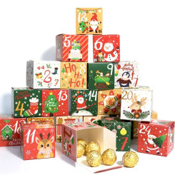24pcs DIY Advent Calendar Treat Boxes 24 Days Countdown To Christmas Gift Boxes Xmas Party for Holiday Candy Box Wedding Decor