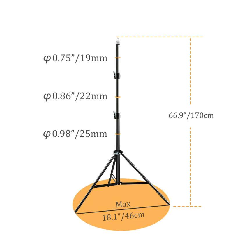 Description Picture 5 of item200CM 170CM 55CM Tripod for Phone Mobile Selfie Stick Light Stand 1/4 Screw Head For Photo Studio Flashes Photographic Softbox