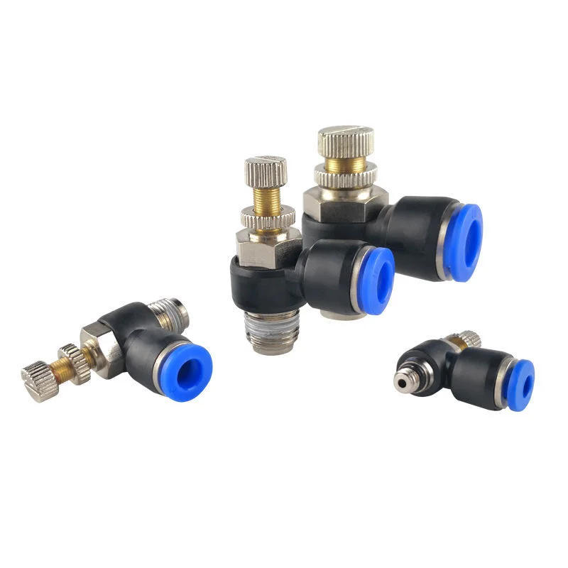 Description Picture 6 of item1/8" 1/4" 3/8" 1/2"BSP Male Gas Airflow Limit Valve Quick Fitting SL" Pneumatic Speed Flow Controller L Type 4-12mm OD Hose Tube