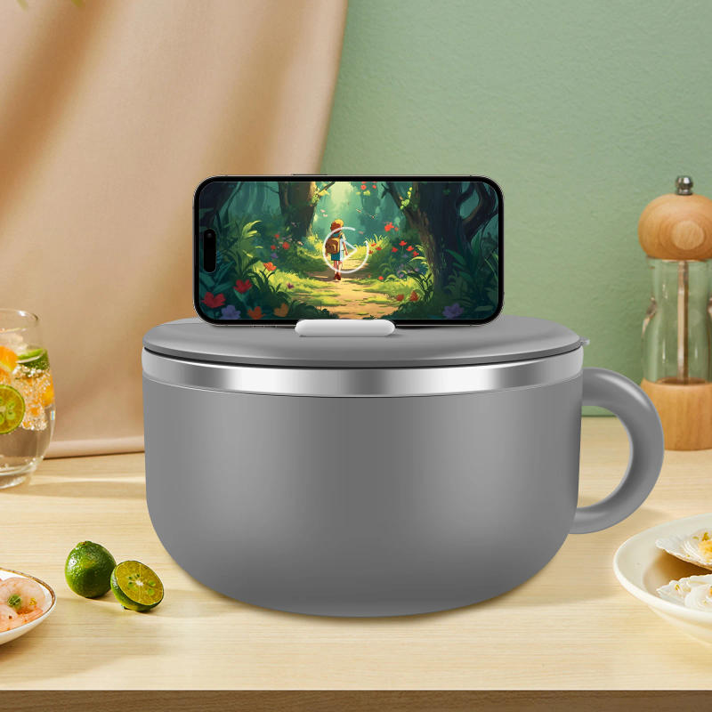 Description Picture 6 of item1200ml Ramen Bowl With Lid Stainless Steel Instant Noodle Cooker Fruit Salad Rice Soup Bowl Large Lunch Box Kitchen Accessories