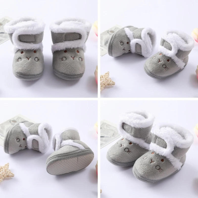 Description Picture 4 of itemSnow Boots Baby Toddler Soft Sole Plus Velvet Warm Newborn First Walkers Infant Comfortable Walking Shoes