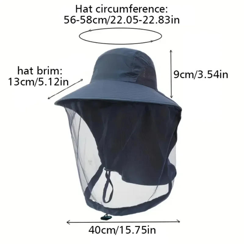 Description Picture 2 of itemFoldable Mosquito Hat With Hidden Net Mesh Repellent Insect Bee Protection Casual Outdoor Sunscreen Fishing Cap Panama Hat