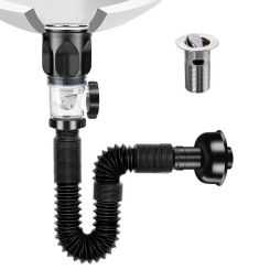 Anti Clogging Sink Downpipe Durable Retractable Flip-Top Washbasin Cross Drain Downpipe Sink Deodorising Strainer