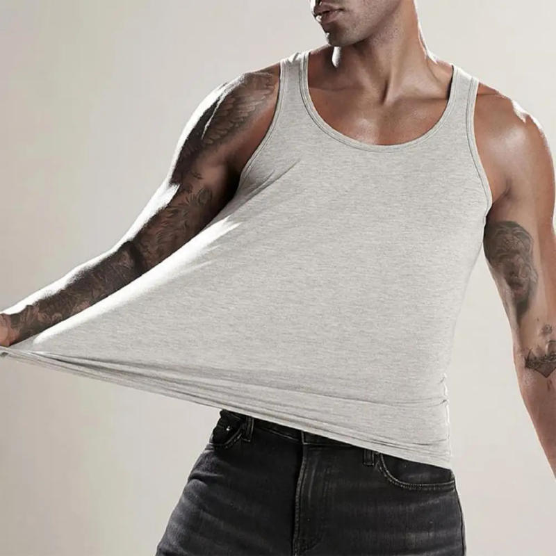 Description Picture 5 of itemTight-fitting Vest Men's Slim Fit Sleeveless Gym Tank Top with Sweat Absorption Quick-drying Technology Soft Stretchy for Casual