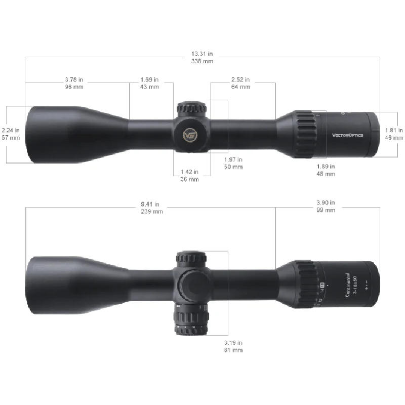 Description Picture 5 of itemVector Optics Continental 3-18x50 SFP Hunting Riflescope German Optical System 90% Light Transmission With Illumination Fit .338
