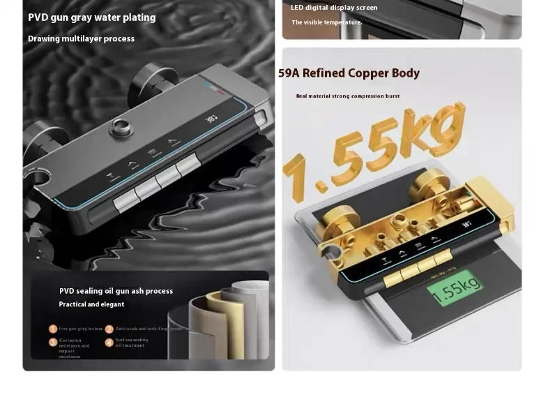 Description Picture 4 of item2024 Home Constant Temperature Bathroom Pressurized Shower set, Real-time Temperature Display, Copper Material, shower system