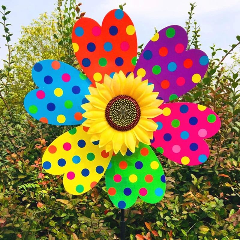 Description Picture 3 of itemSunflower Windmill Rotating Sunflower Wind Spinner Stake Standing Flower Lawn Outdoor Party Wedding Garden Yard Decor Kids Toys