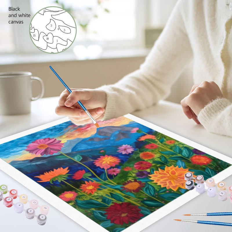 Description Picture 4 of itemSDOYUNO-Diy Painting By Numbers,Flowers,Arts Craft,Handicraft,Handmade,Acrylic Paints Kit,Color Markers,Digital,Wall Art Picture