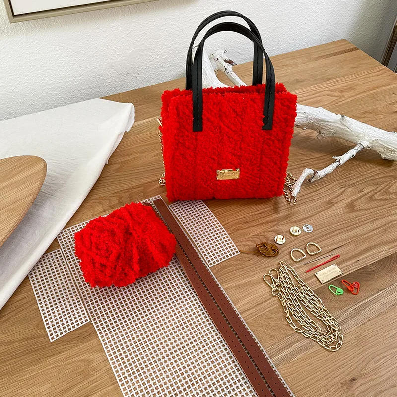 Description Picture 5 of itemDIY Handcraft Bag Making Materials Creative Weaving Bag Latch Hook Mesh Cloth Wool Bags Practical Bag Making Sewing Accessories