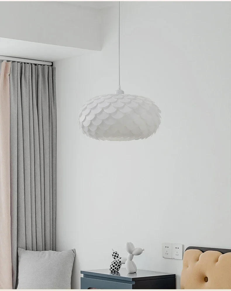 Description Picture 4 of itemWhite Circular Pendant Light Restaurant Shop Hotel Lobby Art Chandelier Living Room Bedroom Ceiling Light for Home and Decor