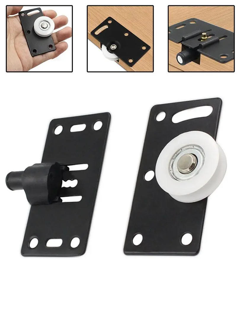 Description Picture 4 of item1Set Wardrobe Door Roller Stainless Steel Slidings Door Wheel Cabinet Nylon Pulley Hangings Wheels For Furniture Hardware