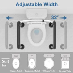 Toilet Safety Rails Adjustable Detachable Frame Handles Elderly Disabled 350LBS Non-Slip Grip Foldable Design Slim Fit Storage