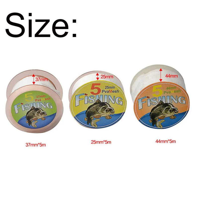 Description Picture 3 of item5M Soluble PVA Mesh Refill Carp Fishing Feeder Fishing Lures Refill Rig Hook Bait Wrap Bags 25/37/44mm Bag Fishing Accessory