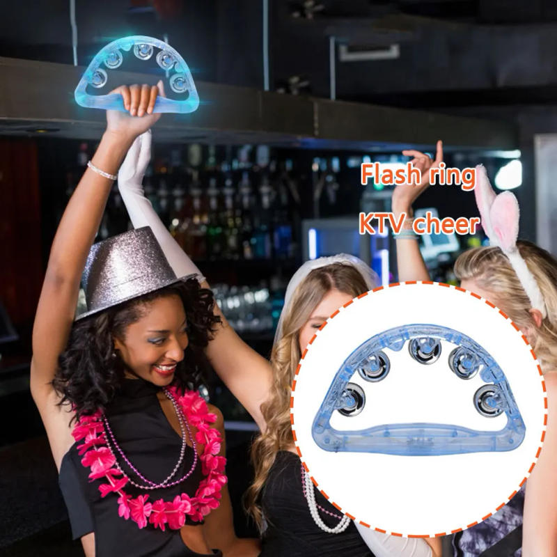 Description Picture 6 of item1pc LED Light Up Tambourine Percussion LED Noisemakers Flashing Jingles Rattle Bell for Concert Nightclub Sports Events