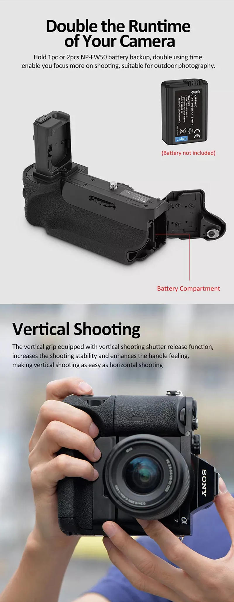 Description Picture 4 of itemA7 Battery Grip VG-C1EM Vertical Grip for Sony A7 Alpha 7 ILCE-7 Vertical Battery Grip