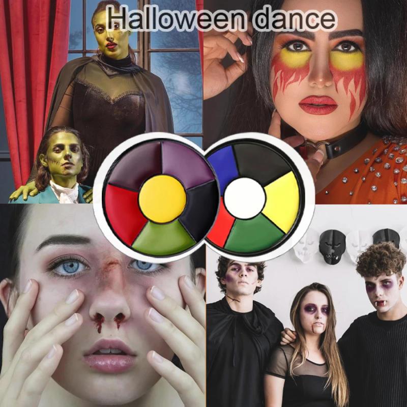 Description Picture 5 of item6-Color Blood Stasis Palette, Halloween Face Painting, Body Painting, Zombie, Vampire, Monster Dressing, Professional Special Effects Oil Paint, Not Easy to Dry