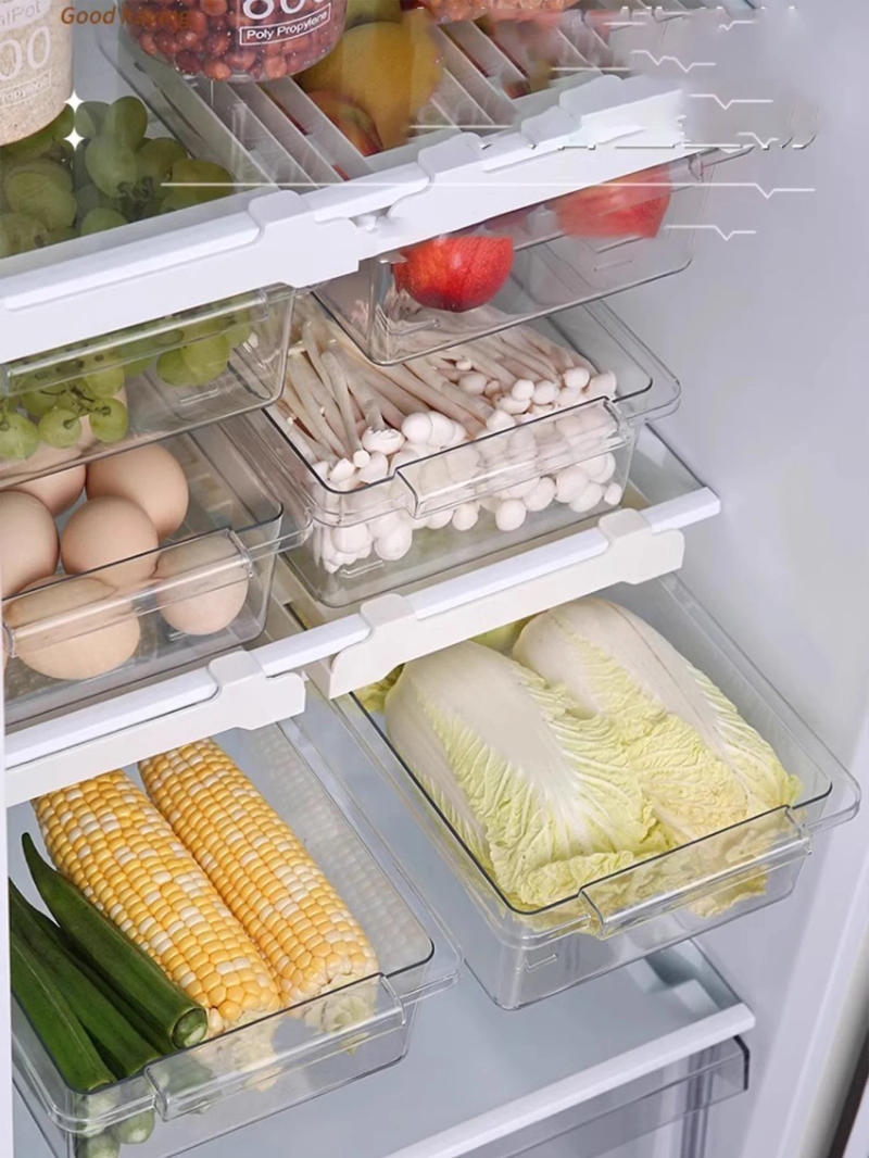 Description Picture 3 of item1 PCS Refrigerator Drawer Storage Box Kitchen Transparent vegetable Fruits Organizer Suspended Fridge Container Space Saving