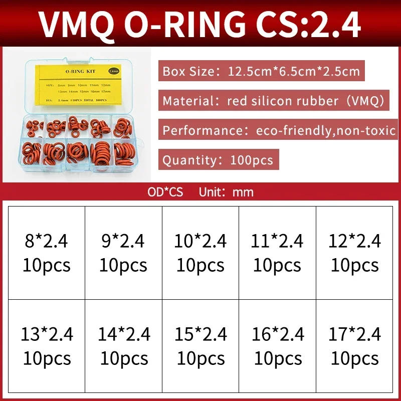 Description Picture 4 of itemBoxcs2.4mm Boxcs3.1mm boxed nitrile silicone fluorine rubber repair kit sealing waterproof combination kit gasket o-ring faucet