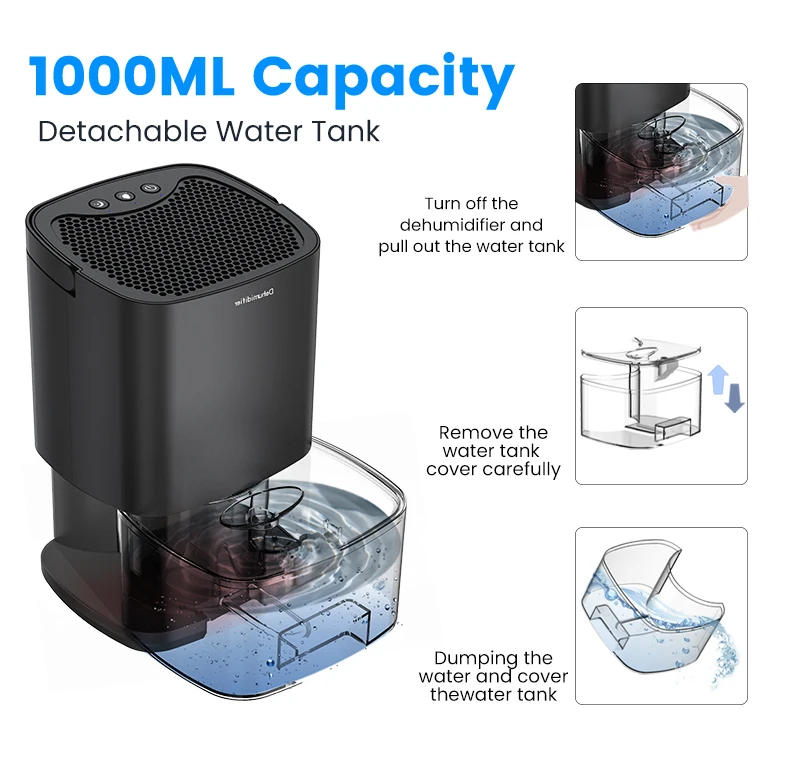Description Picture 6 of item1000ML Air Dehumidifier with Basic Air Filter for Home Room Office Kitchen Moisture Absorbers Machine Anti Humidity Air Dryer