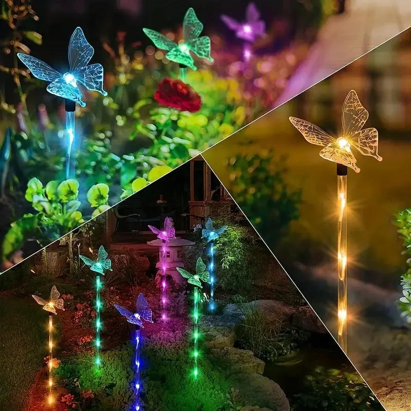 Description Picture 6 of itemSolar Powered 1 Set Of 4 Acrylic Butterfly Garden Lights Luminous Butterfly Courtyard Lights Lawn Lights Wedding Atmosphere Lamp