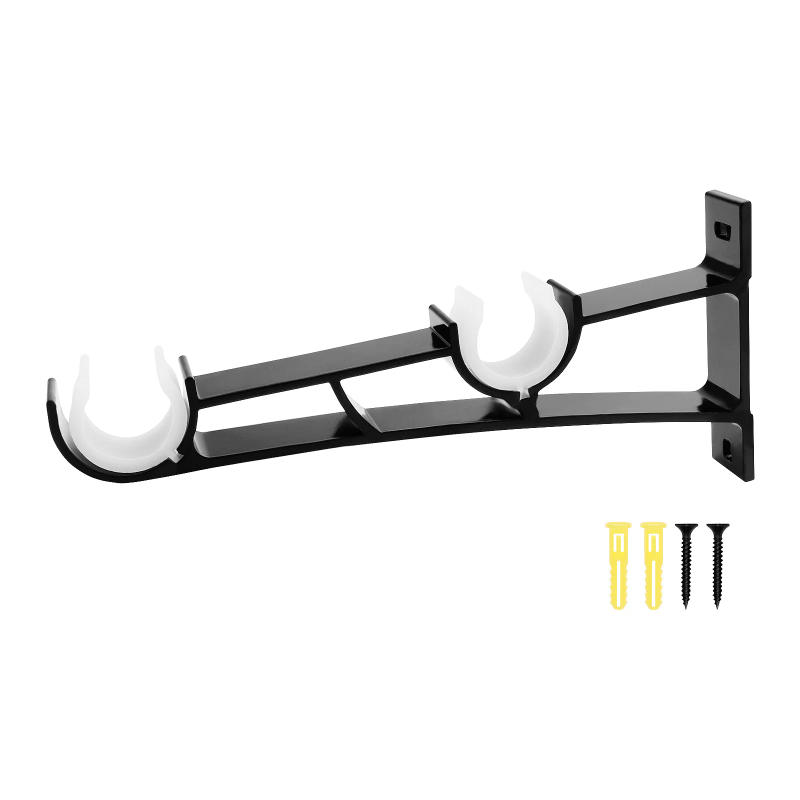Description Picture 2 of itemDouble Curtain Rod Brackets Aluminum Alloy Curtain Hanger Hook Rod Support Clamp Crossbar Fixing Clip Wall Holder Rails Rack
