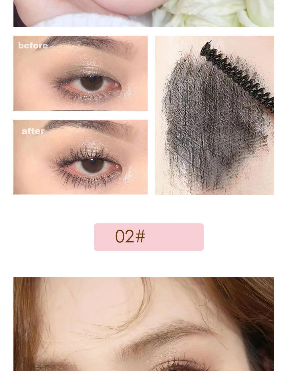 Description Picture 4 of itemUltra-Fine Brush Mascara Makeup Silk Fiber Lengthens Eyelashes Waterproof Fast Dry Matte Brown Black Curling Mascara Comestics