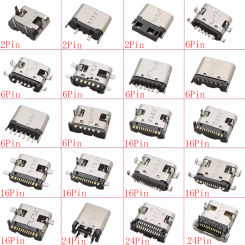 10Pcs USB Connector Type C Female Charging Port Jack 2P/6P/16P/24 Pin Soldering PCB SMD SMT DIY USB-C Socket Adapter