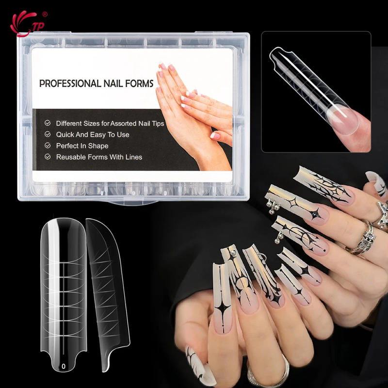 Description Picture 2 of itemTP 120Pcs Dual Form Nails Full Cover Quick Building Gel Molds Acrylic  False Nail Tips Top Forms Extension Upper Mold Nail Tools