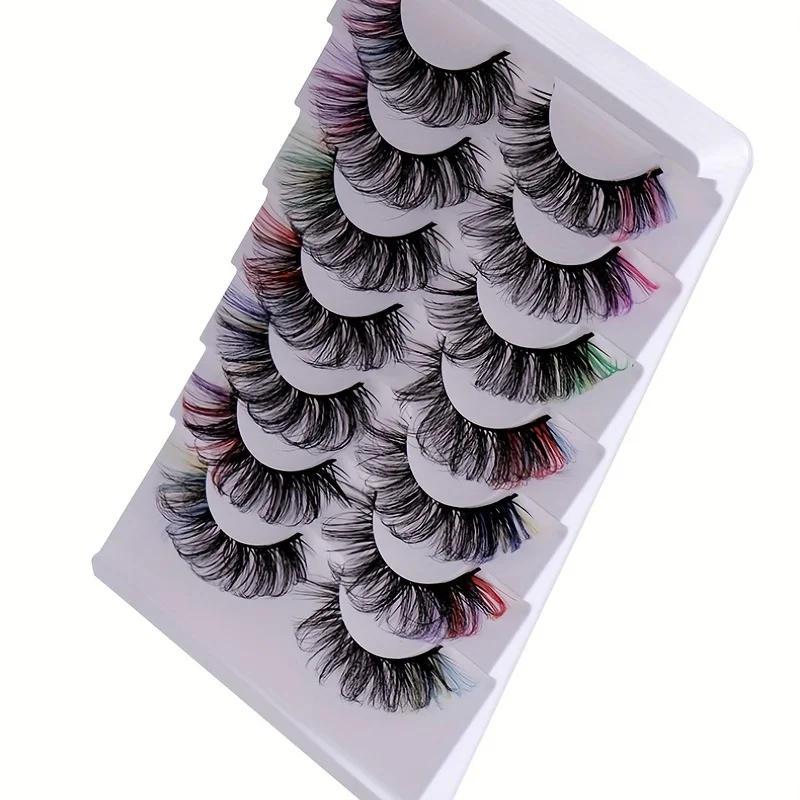 Description Picture 4 of item7 pairs of popular color fake eyelashes, thick and curled, simulated D-curve double eyelid eyelashes