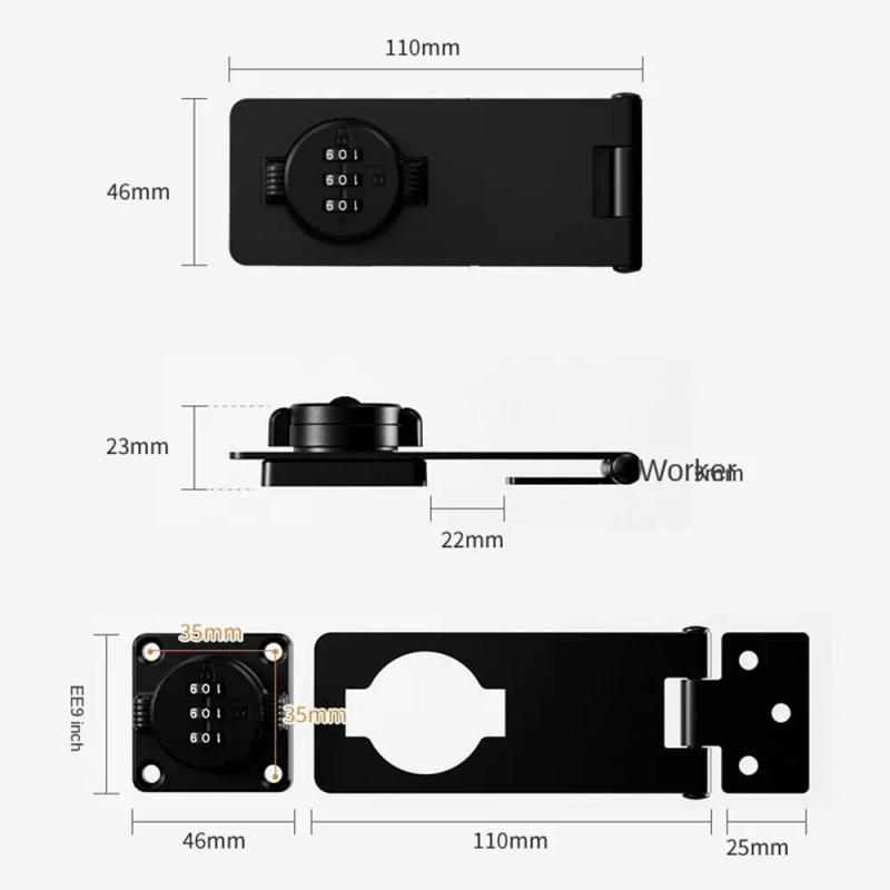 Description Picture 3 of itemNew Zinc Alloy Cabinet Password Locks Luminous 3 Digit Coded Combination Coded Lock Anti-Theft Home Security Coded Lock Cabinet