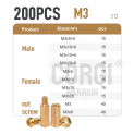 M2 M2.5 M3 M4 120 To 360 Male Female Hex Brass Spacers Standoffs Screws Nuts Assortment Kit Threaded Pillar for Motherboard Pcb