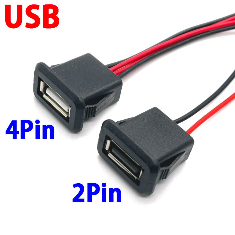 Description Picture 5 of item1pcs 2Pin 4Pin USB 2.0 Female Power Jack USB2.0 Charging Port Connector with Cable Electric Terminals USB Charger Socket