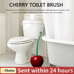 Cherry Shaped Bathroom Cleaning Brush Long Handle Toilet Cleaning Brush with Holder Stains Removal Bathroom Accessories