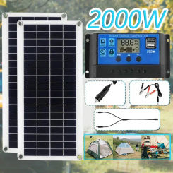 1000W Solar Panel 12V Solar Cell Kit 10A-100A Controller Solar Panel for Phone RV Car PAD Charger Outdoor Battery Supply Camping