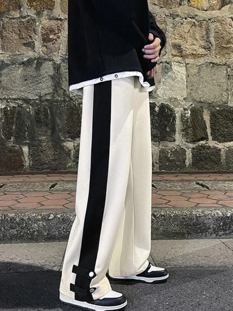 Description Picture 4 of itemFoufurieux 2024 Spring Autumn Splicing Wide Leg Casual Pants Men Oversize High Street Trousers Unisex Trendy Sports Loose Pants