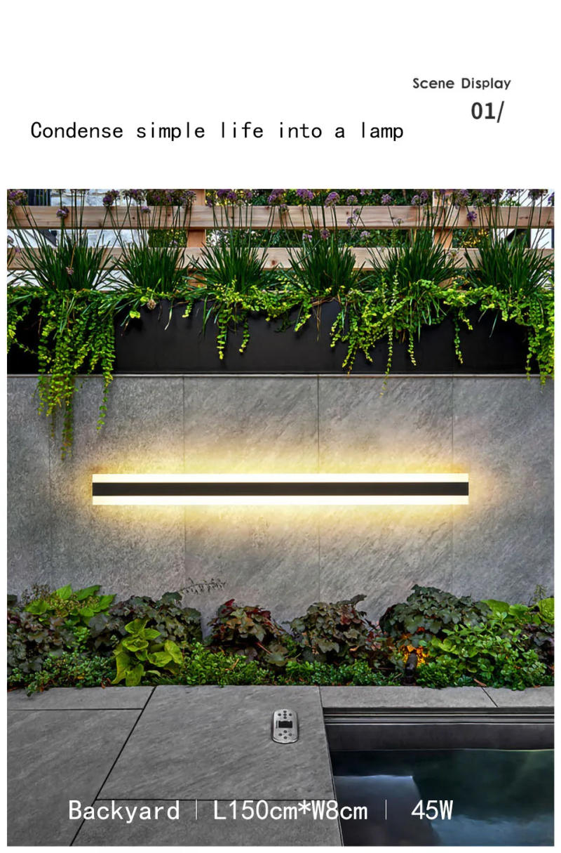 Description Picture 5 of itemOutdoor minimalist LED strip waterproof wall lamp, garden villa, courtyard gate, fence, balcony, corridor, staircase, wall lamp