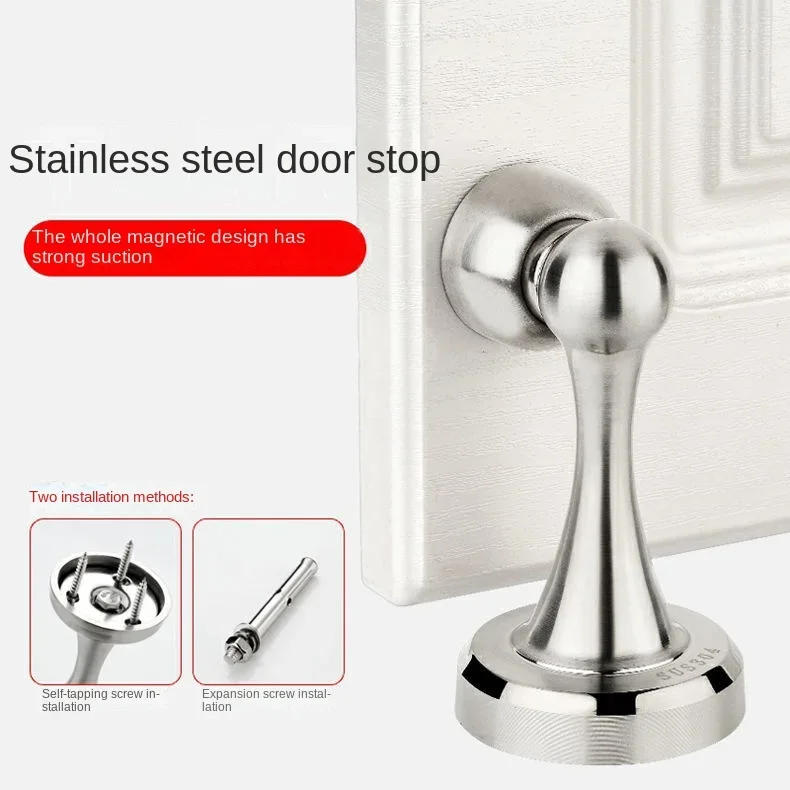 Description Picture 2 of itemNew Stainless Steel Magnetic Door Stopper Sticker Toilet Glass Hidden Door Holders Catch Floor Doorstop Door Hardware