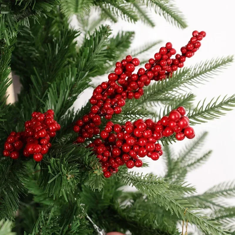 Description Picture 6 of item1/30Pcs Artificial Red Berries Branches Christmas Simulation Plants Fake Berry DIY Wreath Xmas Tree New Year Party Decorations