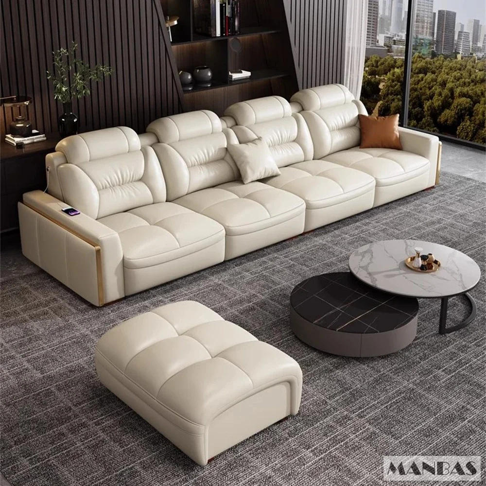 Description Picture 4 of itemPremium Italian Genuine Leather Sectional Sofa Sets Couch Sofas with USB and Bluetooth Speaker - Linlamlim Living Room Furniture