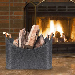 45 X 32 X 40 Cm Foldable Wood Basket 57 L Foldable Clothes Storage Basket Wood Carrying Bag for Firewood Wood Newspapers Clothes