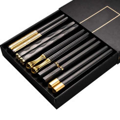 JANKNG 5 Pair Japanese Chopsticks Alloy Non-Slip Sushi Chop Sticks Set Chinese Gift Reusable Chopsticks Tableware Gift Kitchen
