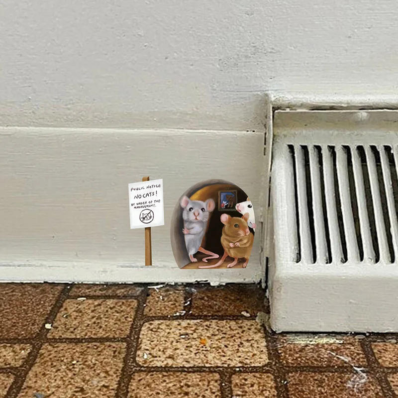 Description Picture 5 of item1PC Realistic Mouse Hole Wall Sticker for Corner Stairs Funny Home Decor Pvc Opaque Wallpaper for Living Room Decoration