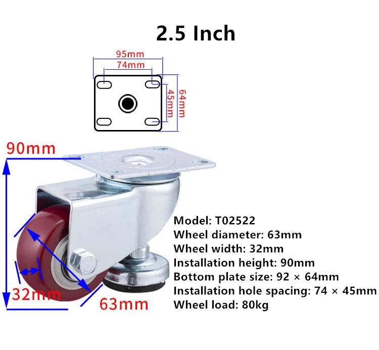 Description Picture 5 of item1 Pc 1.5"/2"/2.5"/3"/4" Horizontally Adjustable Casters Universal Wheels with Foot Cups Horizontally Adjustable Casters PVC