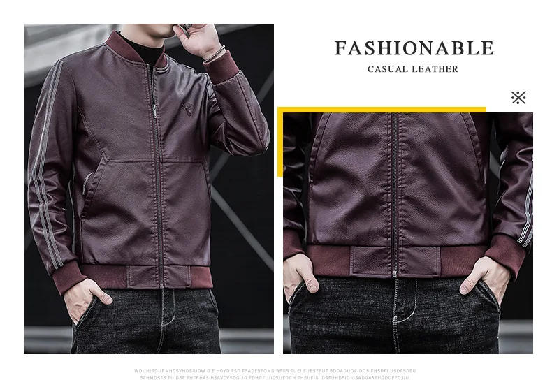 Description Picture 5 of itemPU Jacket Trendy Leather Coat Casual Multi Pocket Jacket