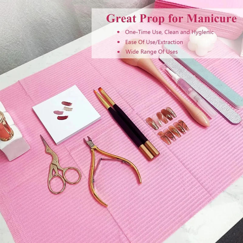 Description Picture 5 of item20pcs/lot Pink Nail Art Table Mat Disposable Tattoo Clean Pad for Nails Waterproof Tablecloths Manicure Tools Tattoo Accessories