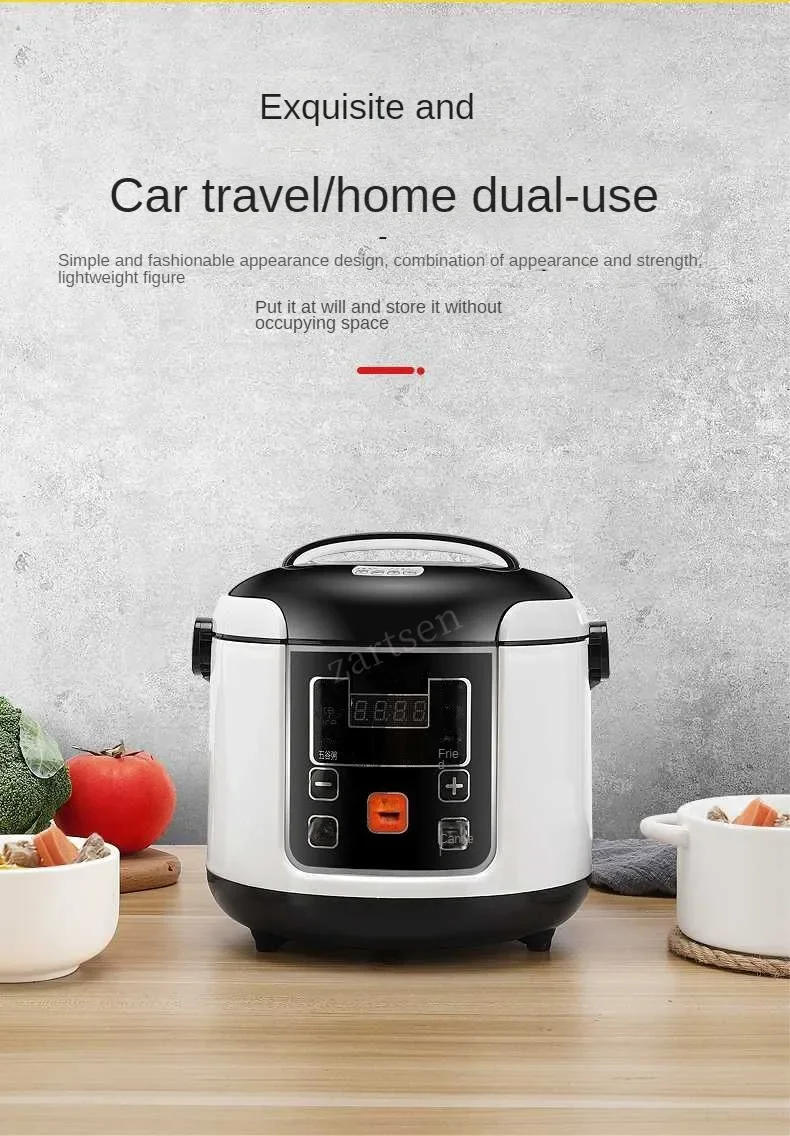 Description Picture 4 of item12V 24V Electric Rice Cooker Car Truck Soup Porridge Cooking Pot Fast Heating Lunch Box Mini Food Steamer Meal Heater Warmer 2L
