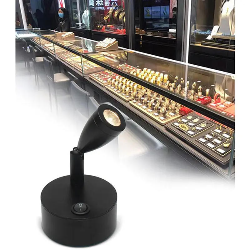 Description Picture 3 of itemBlack 2W Battery Portable LED Spot Lights for Jewelry Cabinet Lamp AAA Dry Battery Powered 3000K 6000K Table Desk on Spotlight