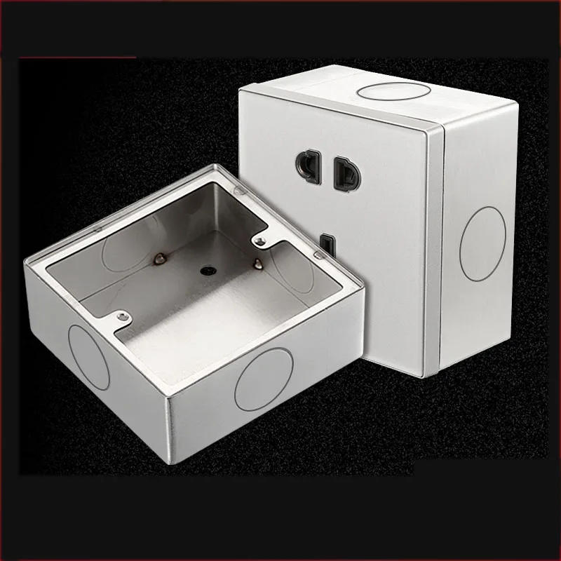 Description Picture 3 of itemType 86 Stainless Steel Socket Panel Button Box Surface Mount Universal Wall Switch Junction Box 20mm Hole