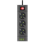 3 Socket -Black